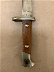 GERMAN WWII K98 MAUSER BAYONET FIXED BLADE COMBAT KNIFE WITH WOODEN HANDLE